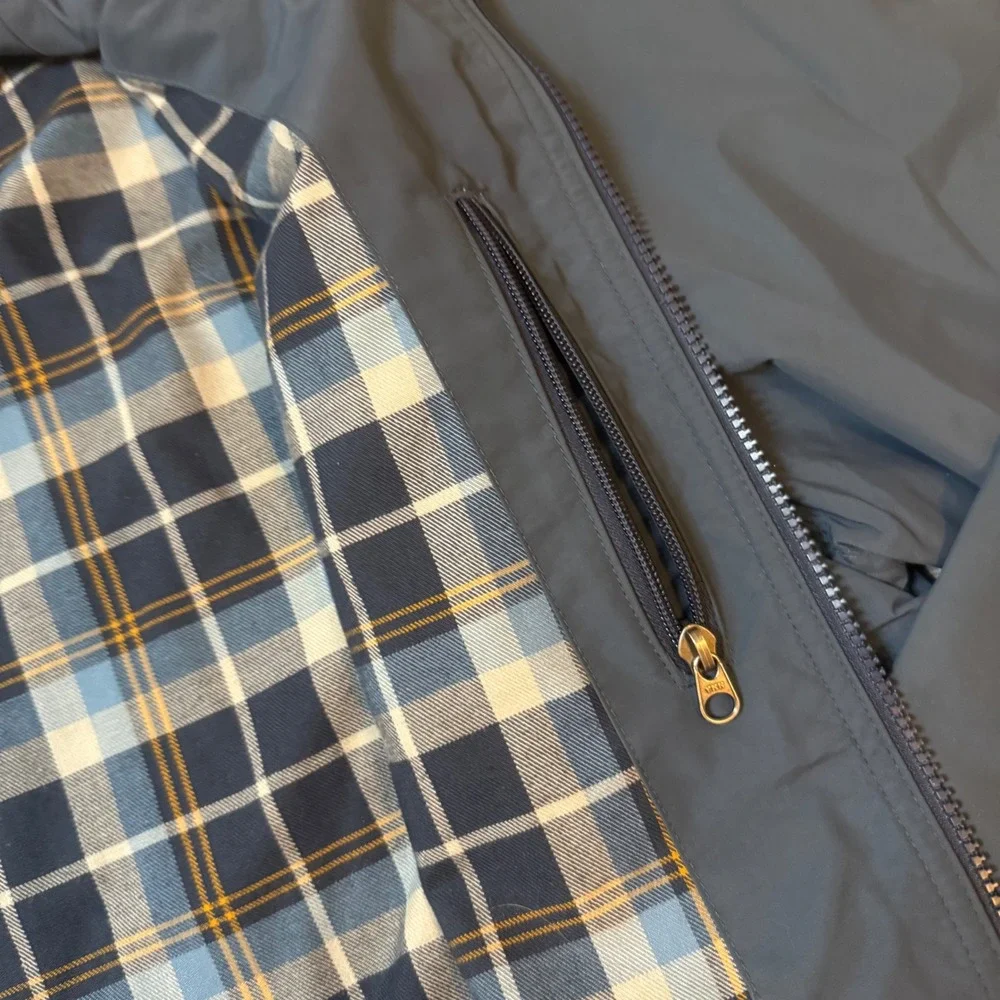 LL Bean Warm-Up Jacket Mens M Tall Blue Flannel Lined Bomber Full Zip 500396